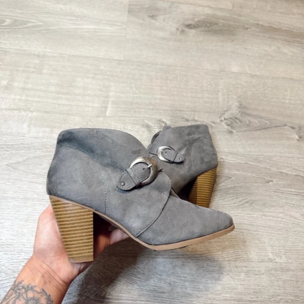 Maurices Gray Ankle Boots with Buckle